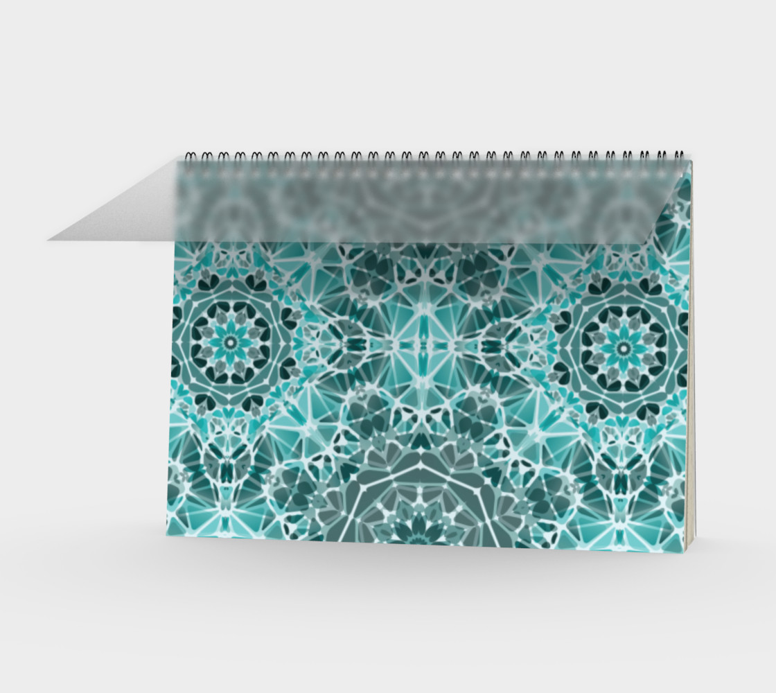 Turquoise & Gray Kaleidoscope Spiral Notebook - Landscape preview #1