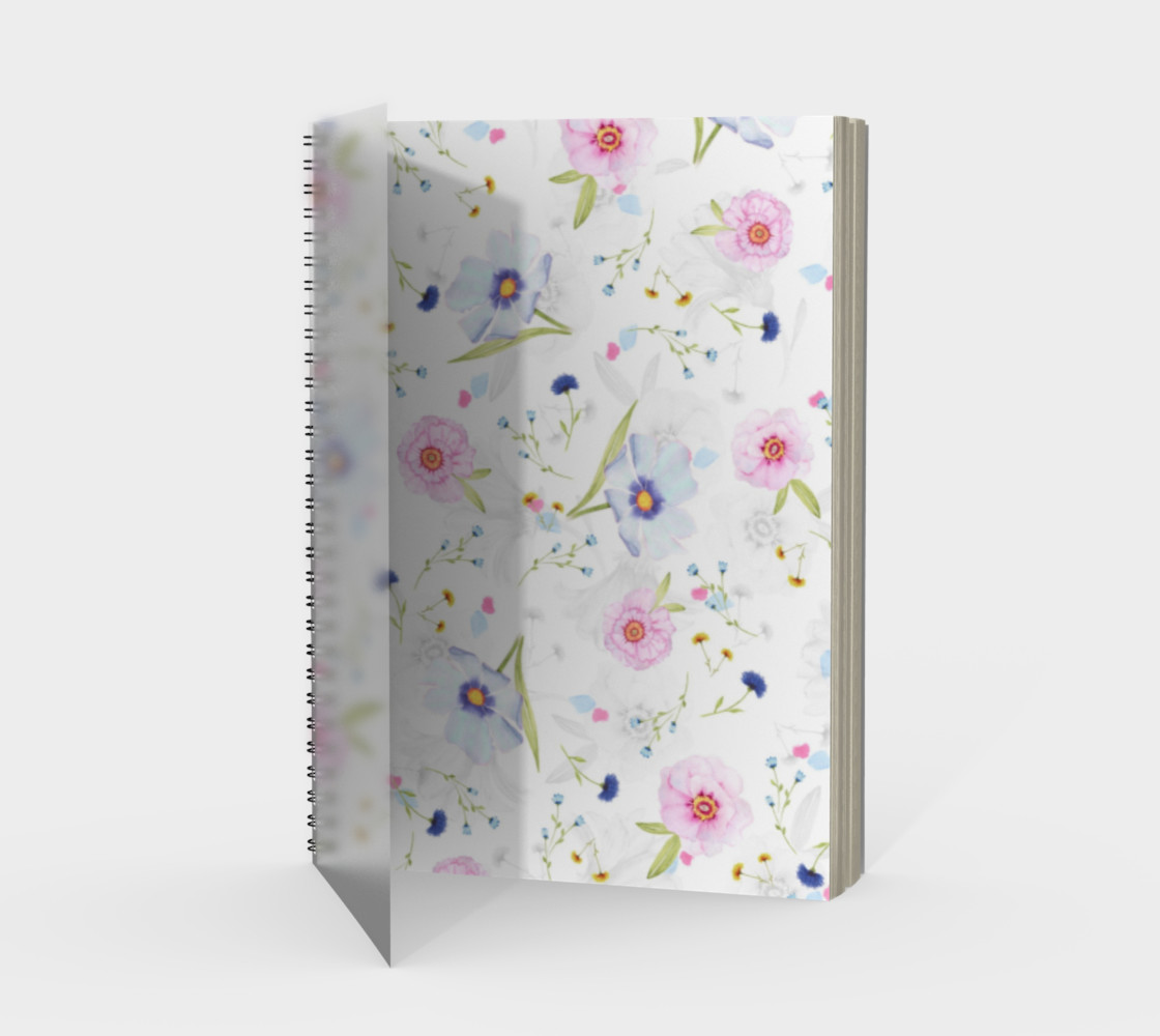 Pink and Blue Flowers on White preview #1