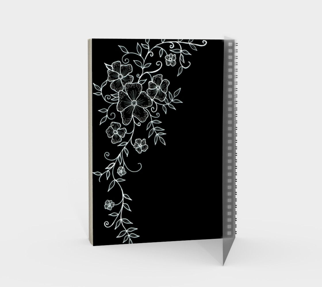 Black and White Floral Ornaments Spiral Notebook preview #2