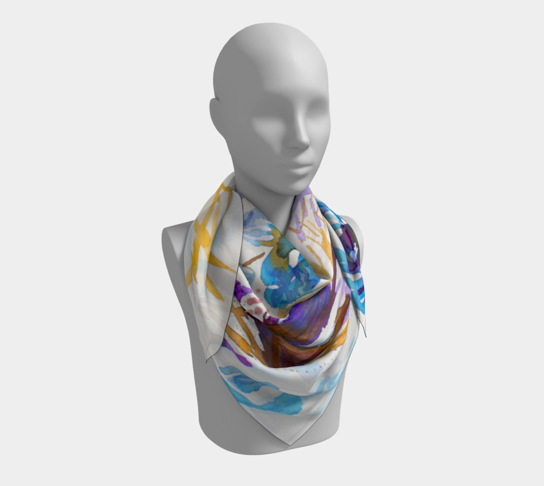 Square scarf blue sea weeds preview #3