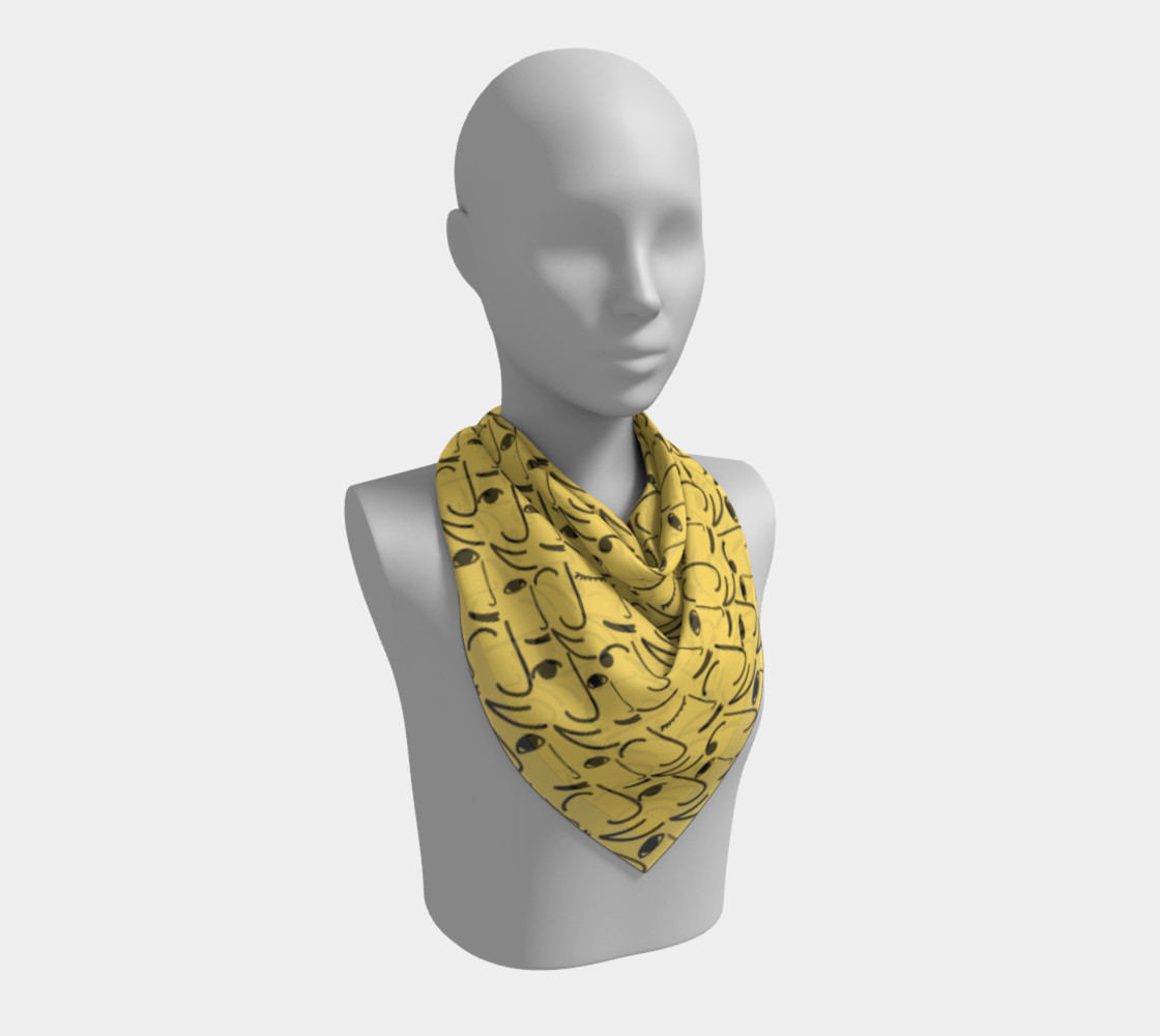 Golden Yellow Doodle Art Smiling Side Faces preview #2