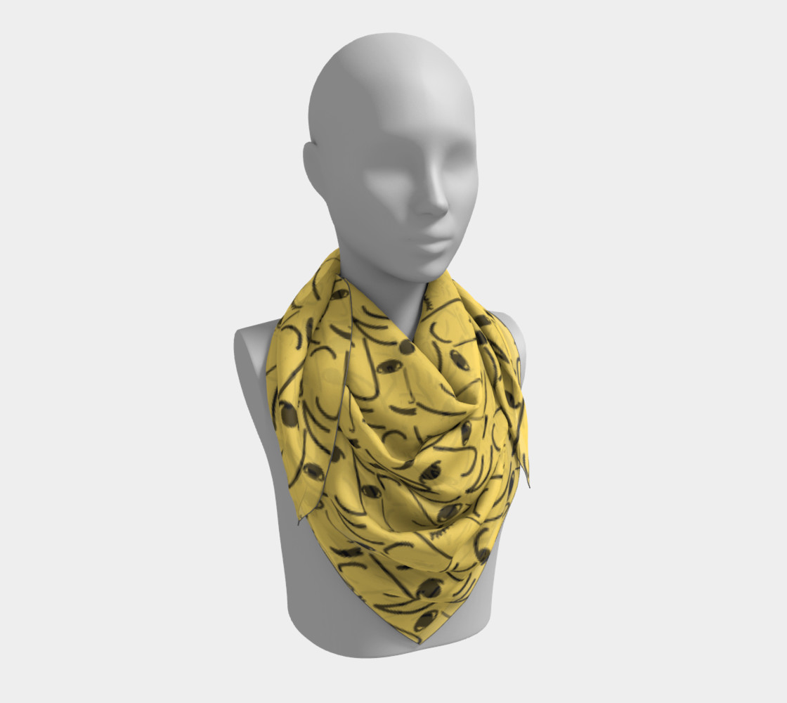 Golden Yellow Doodle Art Smiling Side Faces preview #3