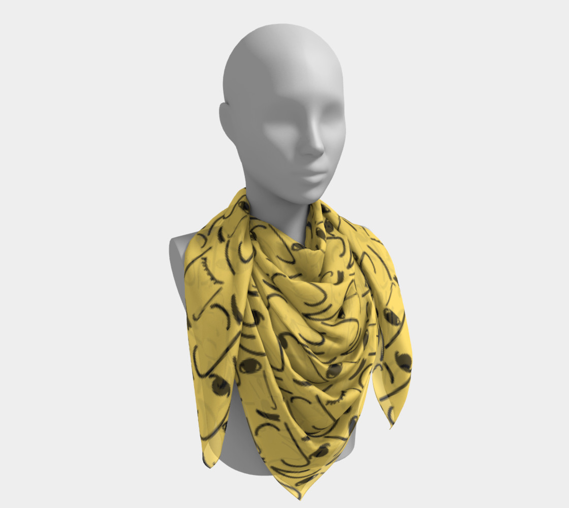 Golden Yellow Doodle Art Smiling Side Faces preview #4
