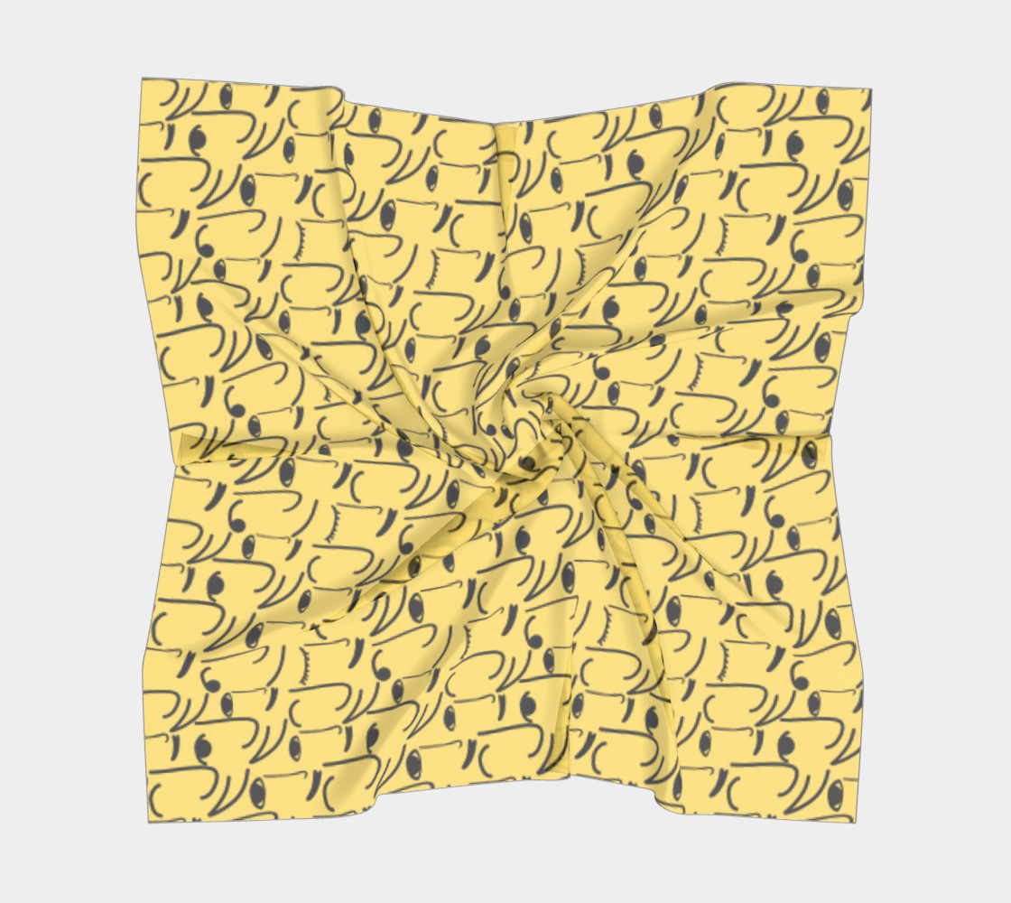 Golden Yellow Doodle Art Smiling Side Faces preview #5