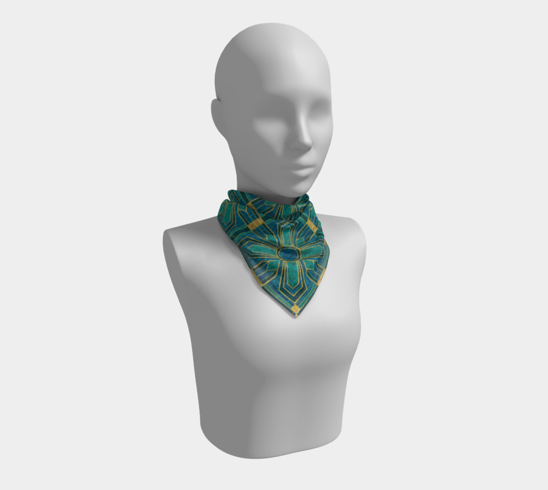 Art Deco Floral Tiles in Turquoise and Blue preview #1