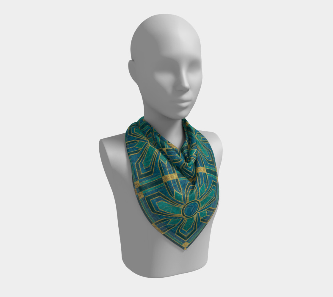 Art Deco Floral Tiles in Turquoise and Blue preview #2