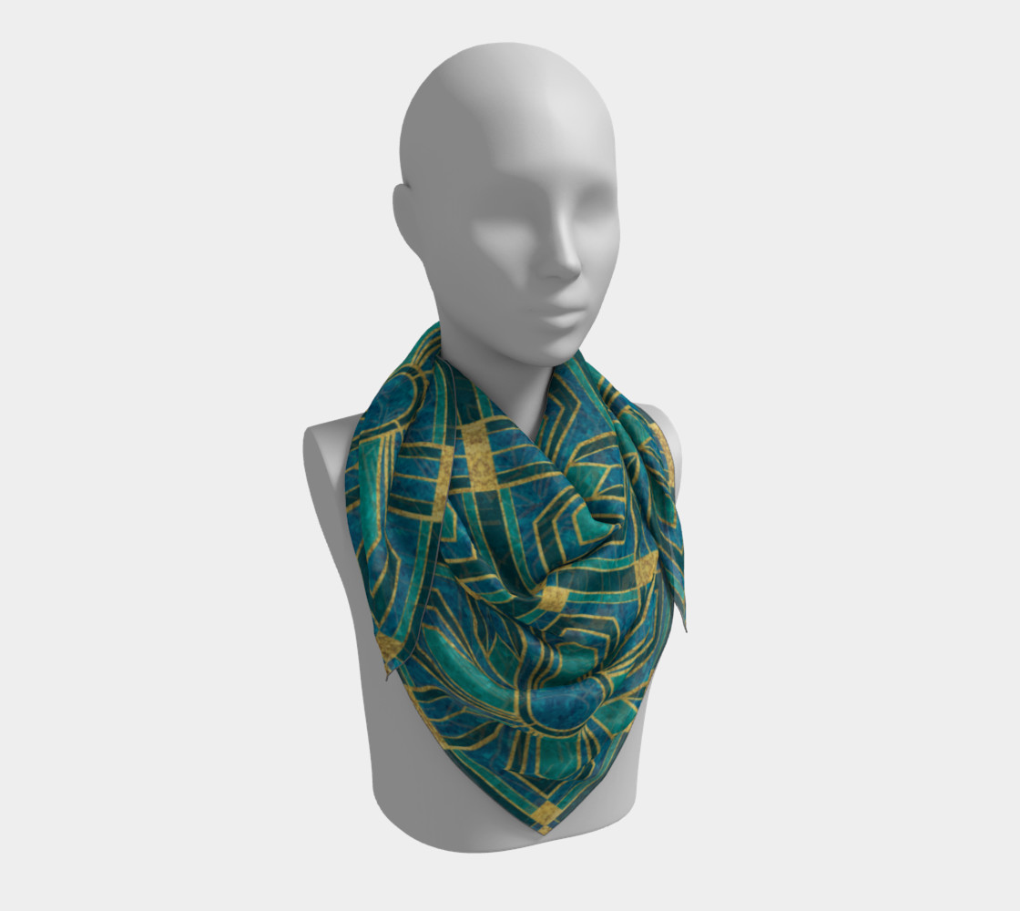Art Deco Floral Tiles in Turquoise and Blue preview #3