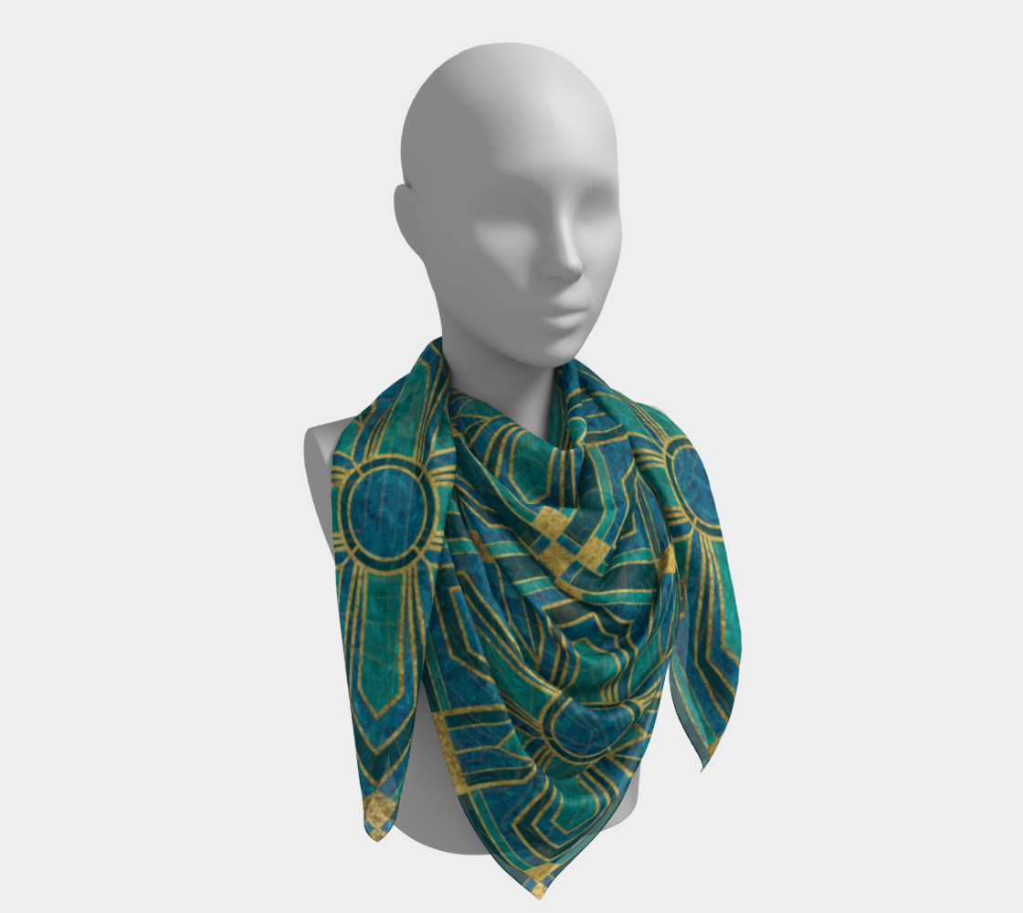 Art Deco Floral Tiles in Turquoise and Blue preview #4