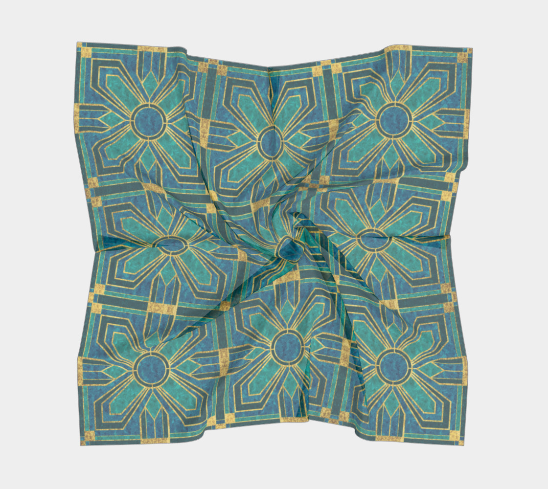 Art Deco Floral Tiles in Turquoise and Blue preview #5