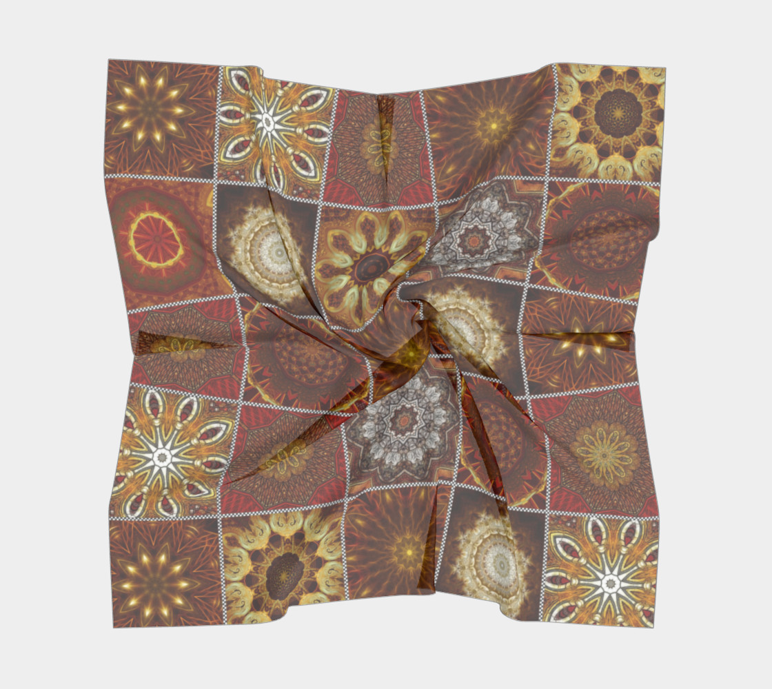 Aperçu de Golden Thai Crazy Quilt Big Square Scarf #5