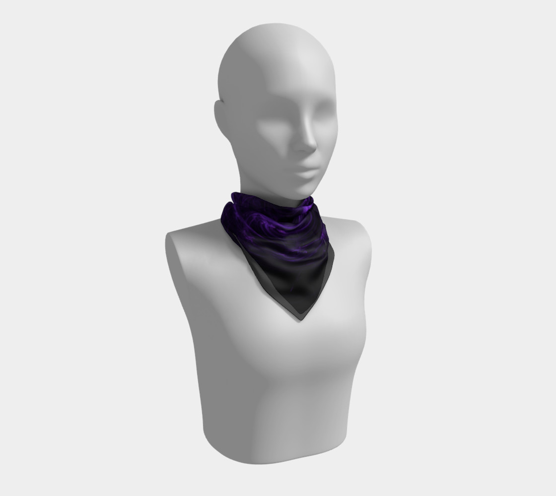 Purple Fractal on Black Square Scarf preview #1