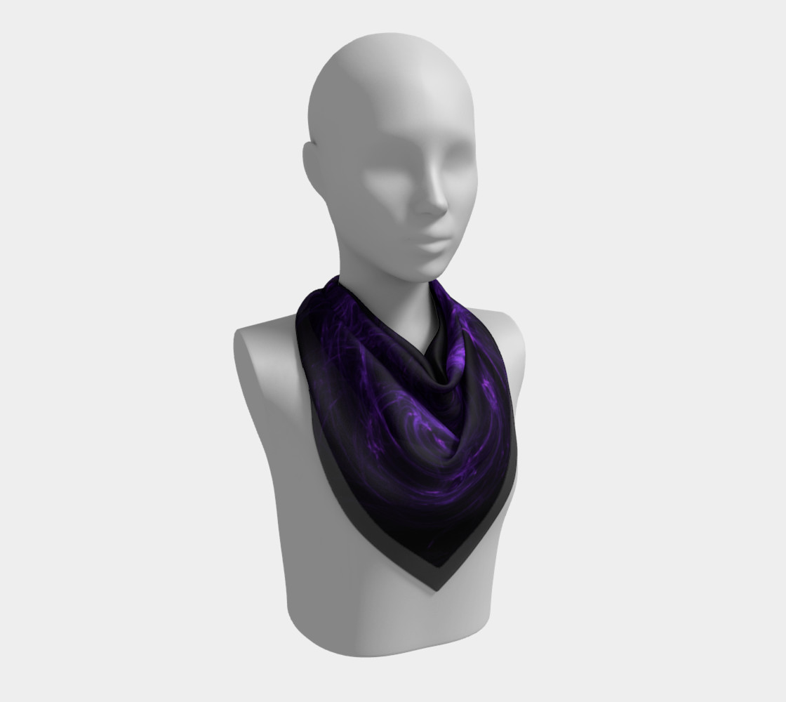 Purple Fractal on Black Square Scarf preview #2