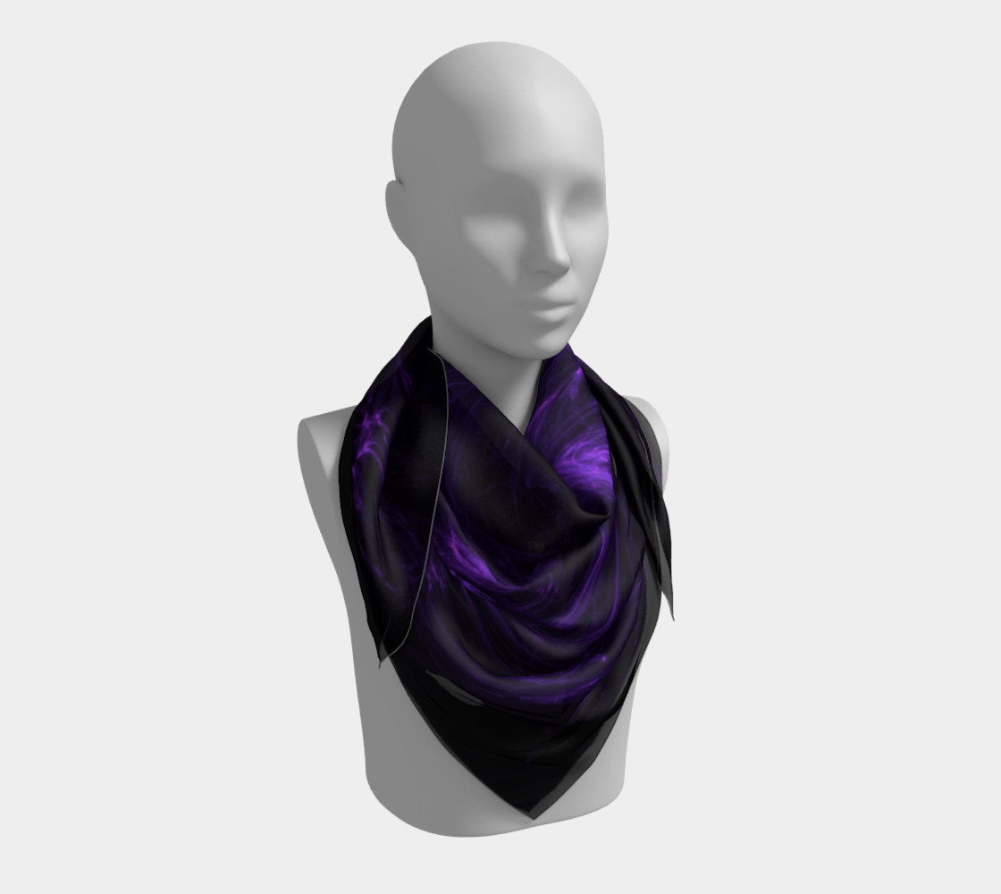 Purple Fractal on Black Square Scarf preview #3