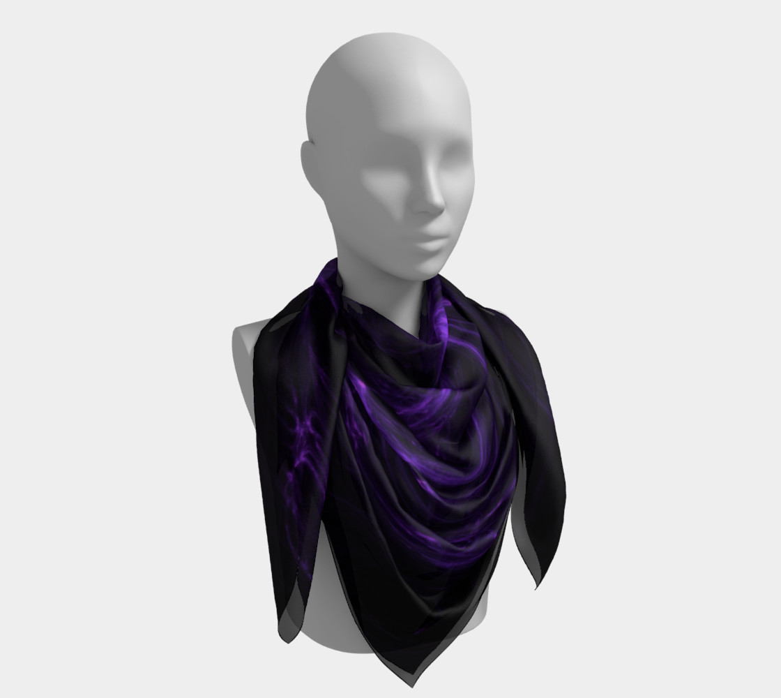 Purple Fractal on Black Square Scarf preview #4