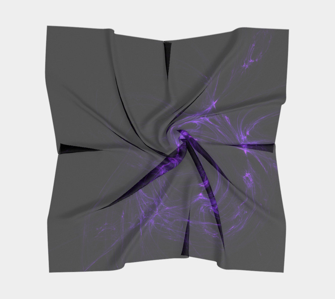 Purple Fractal on Black Square Scarf preview #5