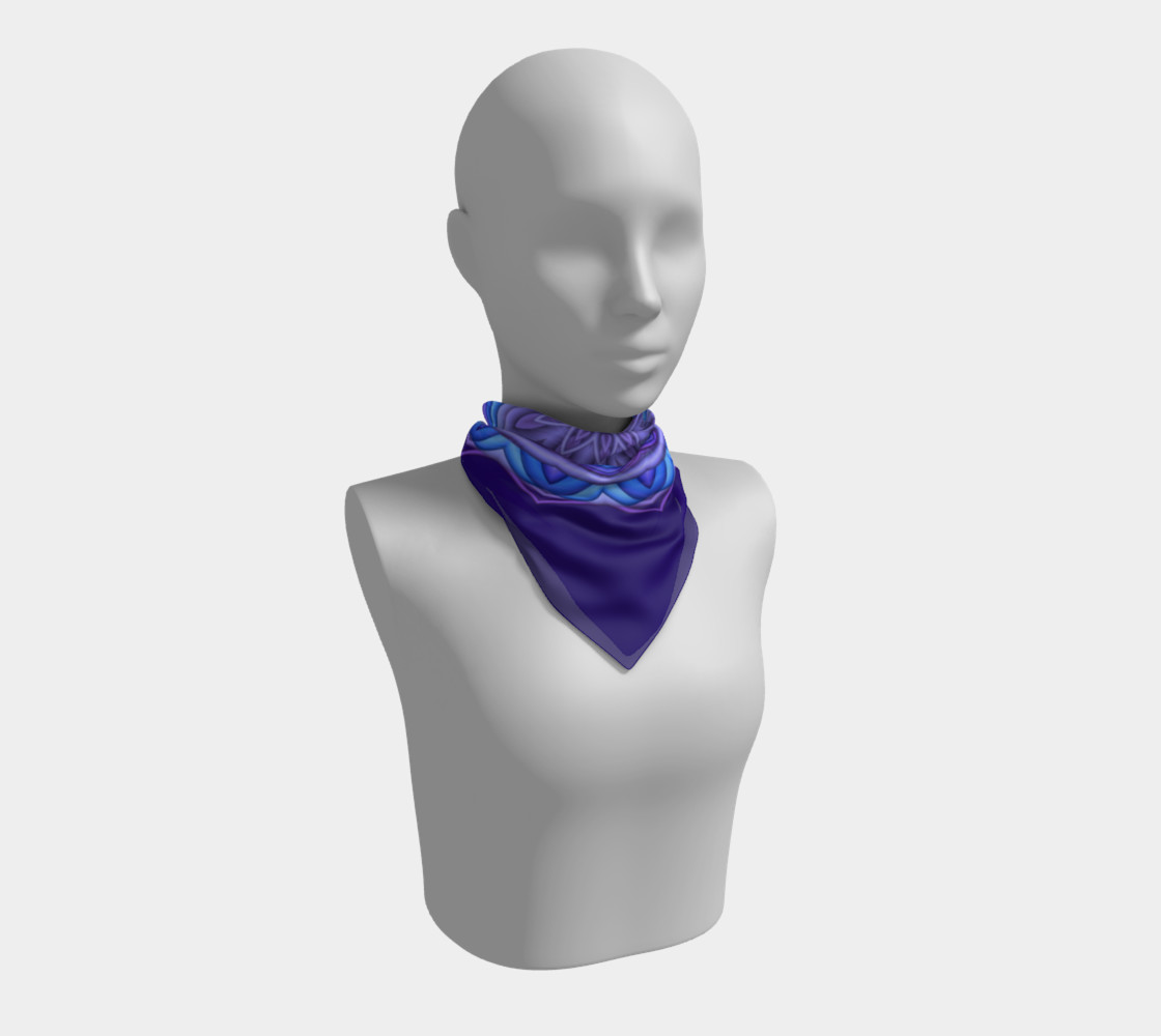 Blue & Purple Geometric Flower Medallion Big Scarf preview #1