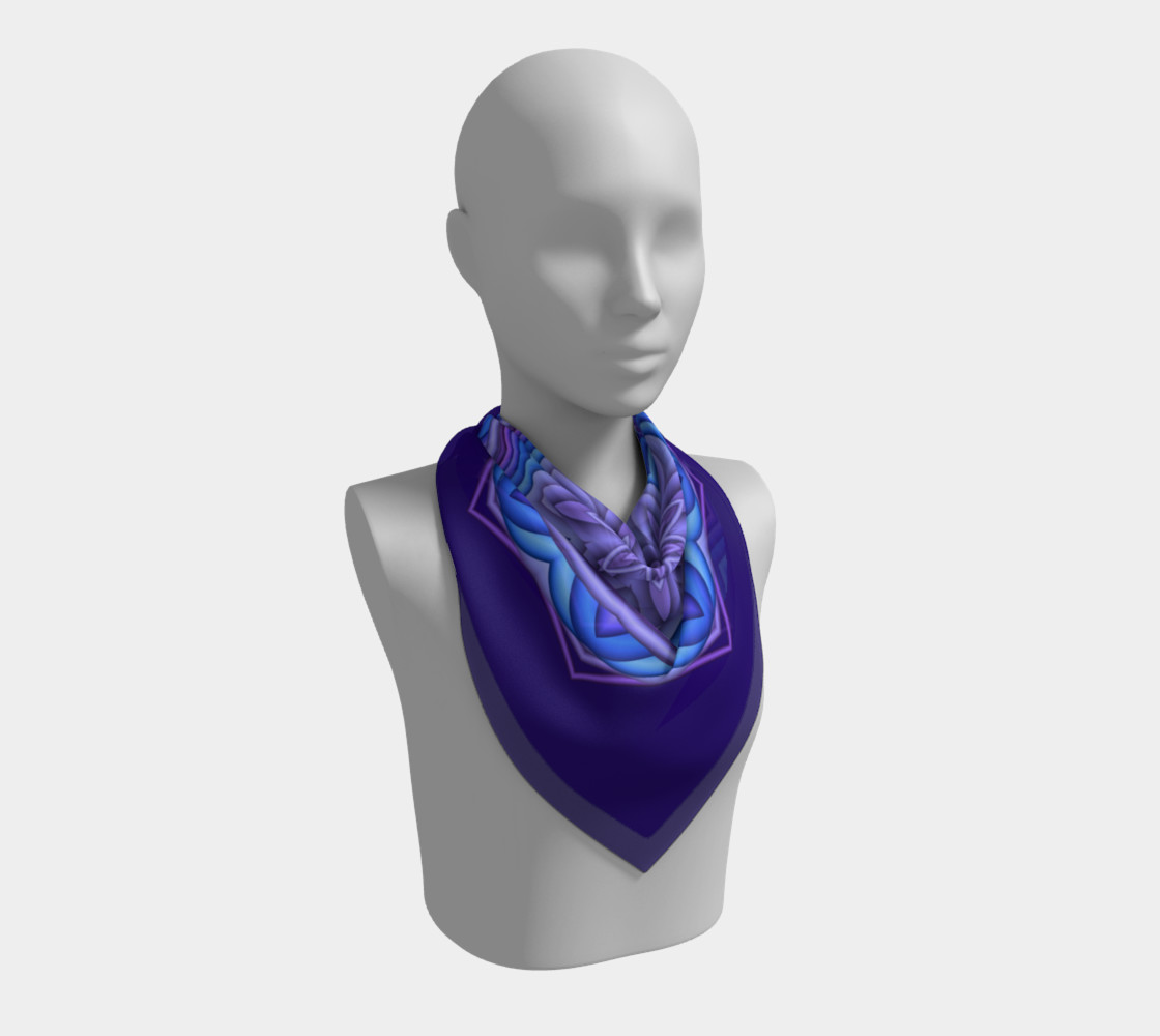 Blue & Purple Geometric Flower Medallion Square Scarf preview #2