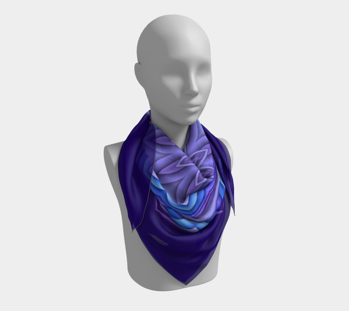 Blue & Purple Geometric Flower Medallion Square Scarf preview #3