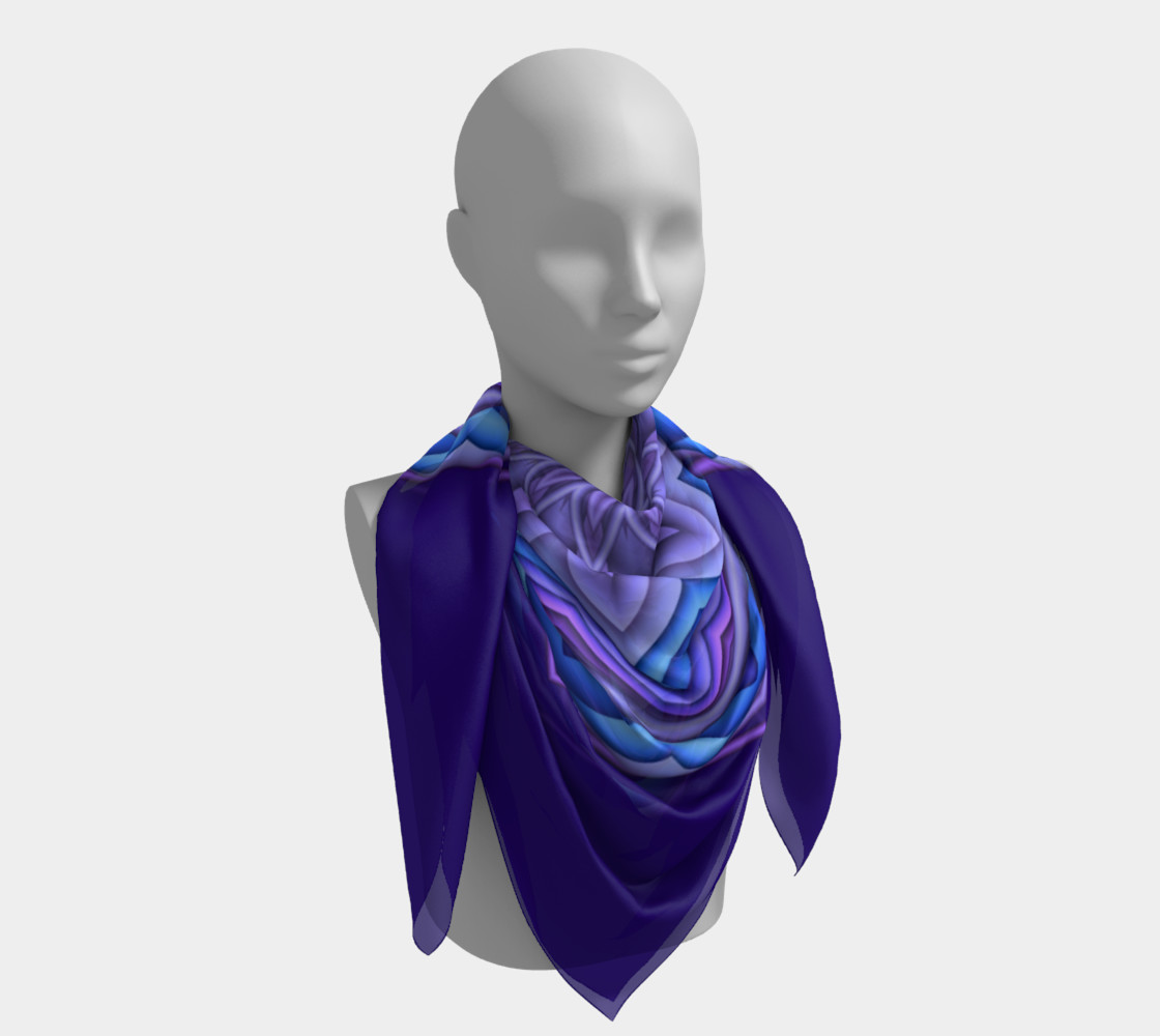 Blue & Purple Geometric Flower Medallion Square Scarf preview #4