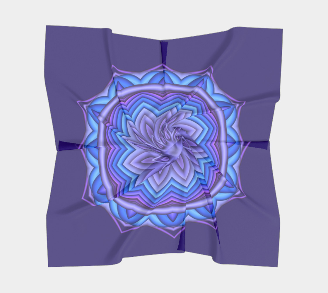 Blue & Purple Geometric Flower Medallion Square Scarf preview #5