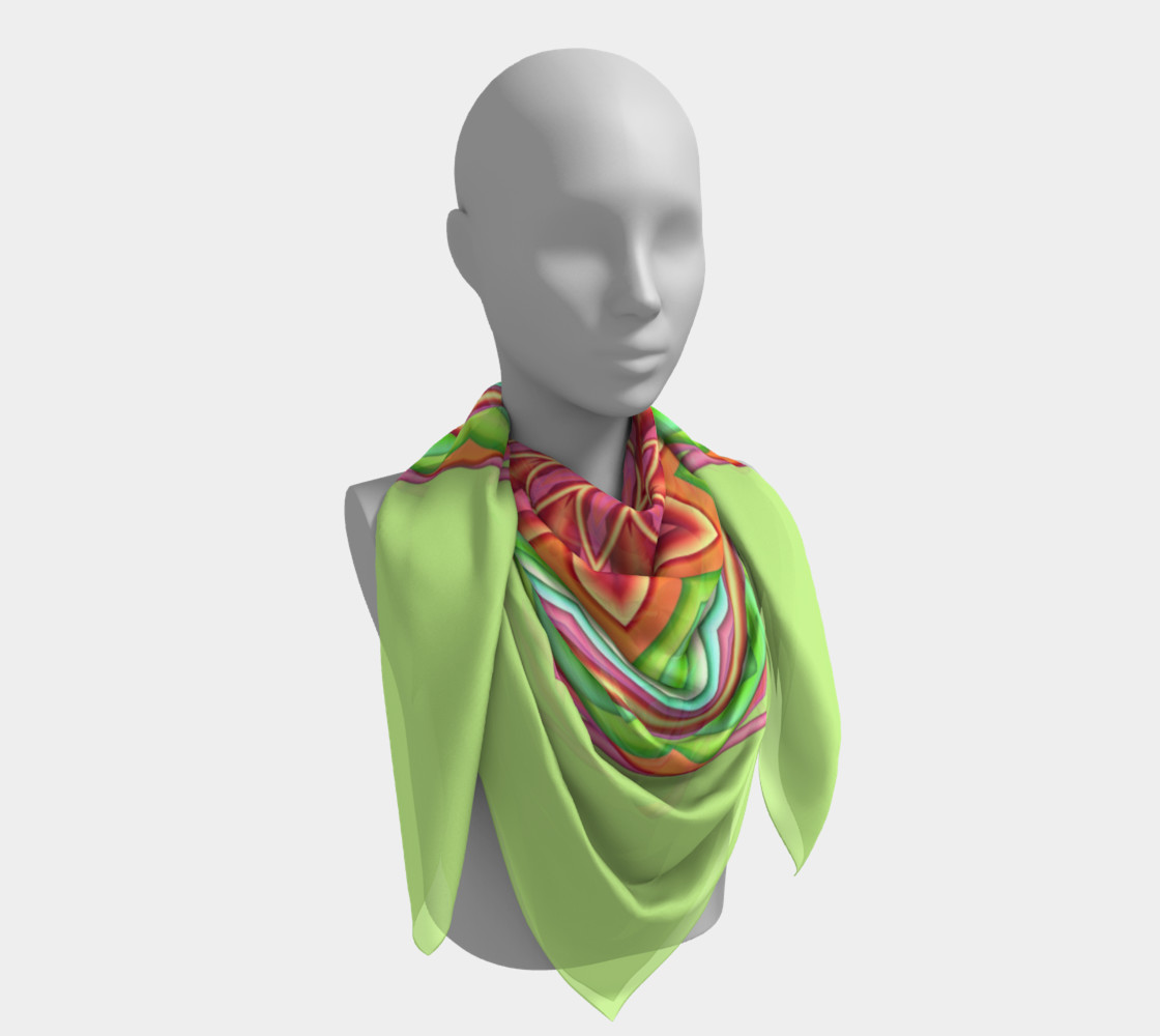 Pastel Green & Pink Geometric Flower Medallion Big Scarf preview #4