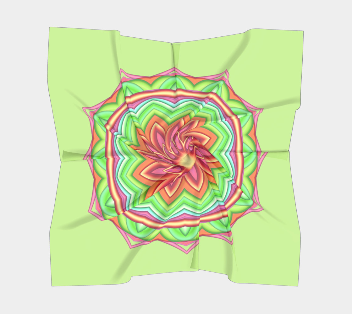 Pastel Green & Pink Geometric Flower Medallion Big Scarf preview #5