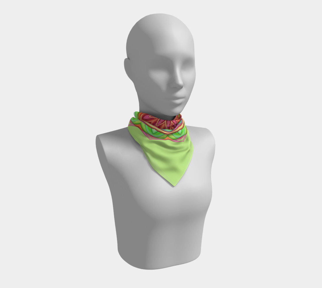 Pastel Green & Pink Geometric Flower Medallion Square Scarf preview #1