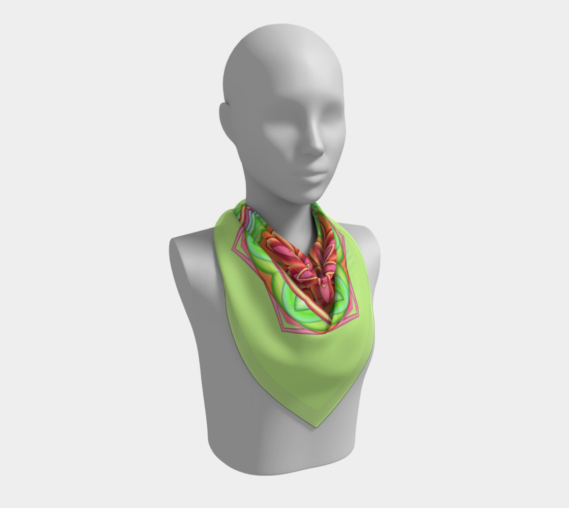 Pastel Green & Pink Geometric Flower Medallion Square Scarf preview #2