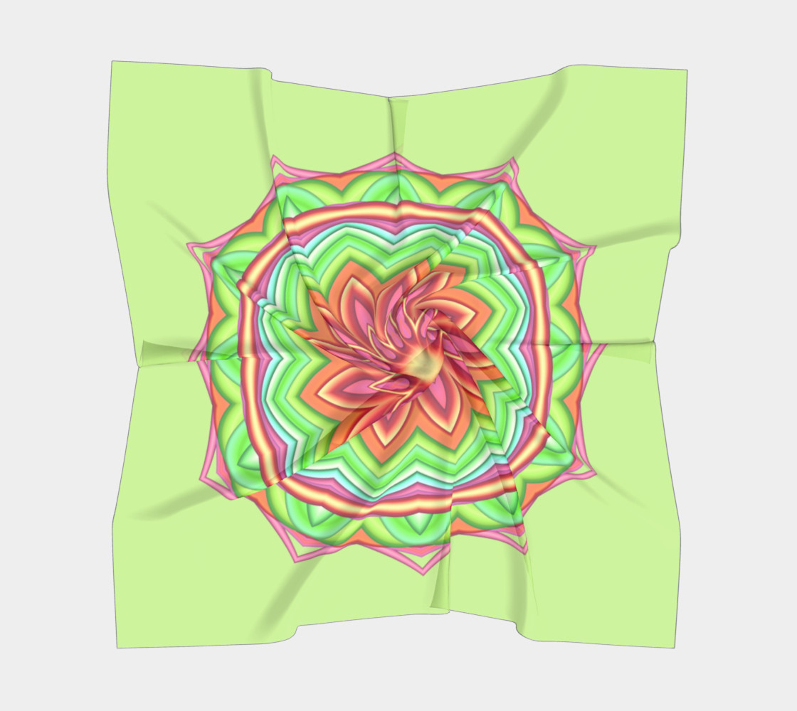 Pastel Green & Pink Geometric Flower Medallion Square Scarf preview #5