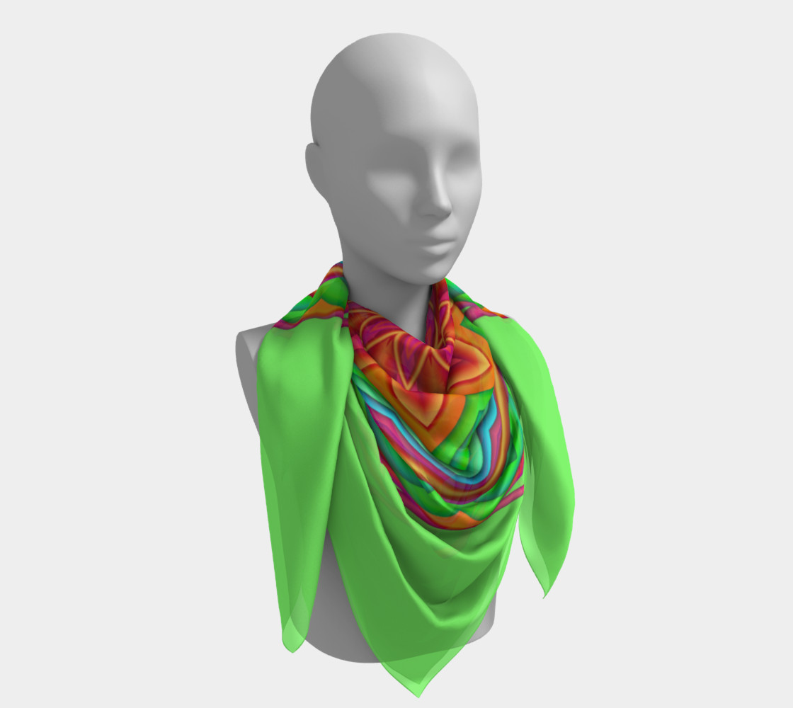 Green & Pink Geometric Flower Medallion Big Scarf preview #4