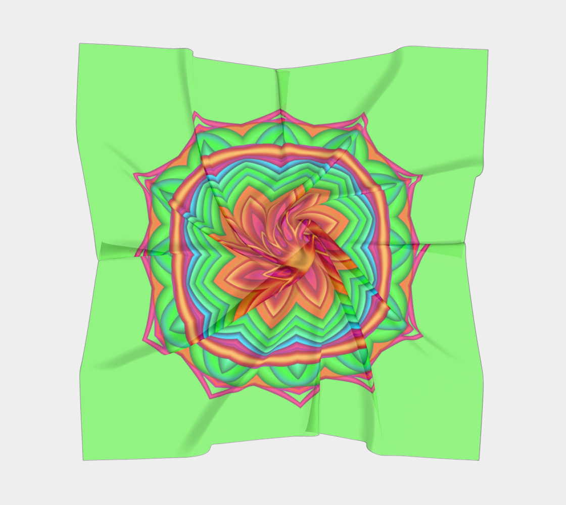 Green & Pink Geometric Flower Medallion Big Scarf preview #5
