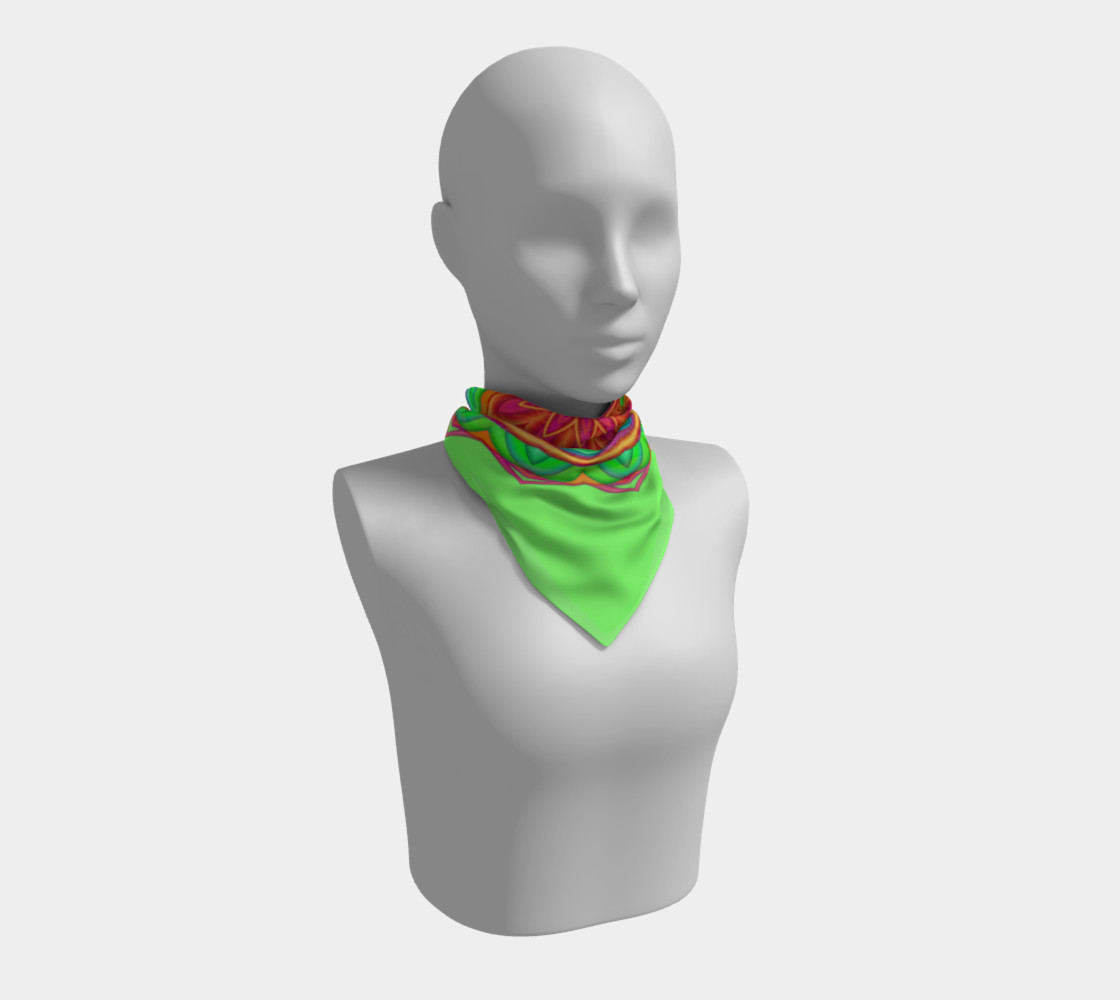Green & Pink Geometric Flower Medallion Square Scarf preview #1