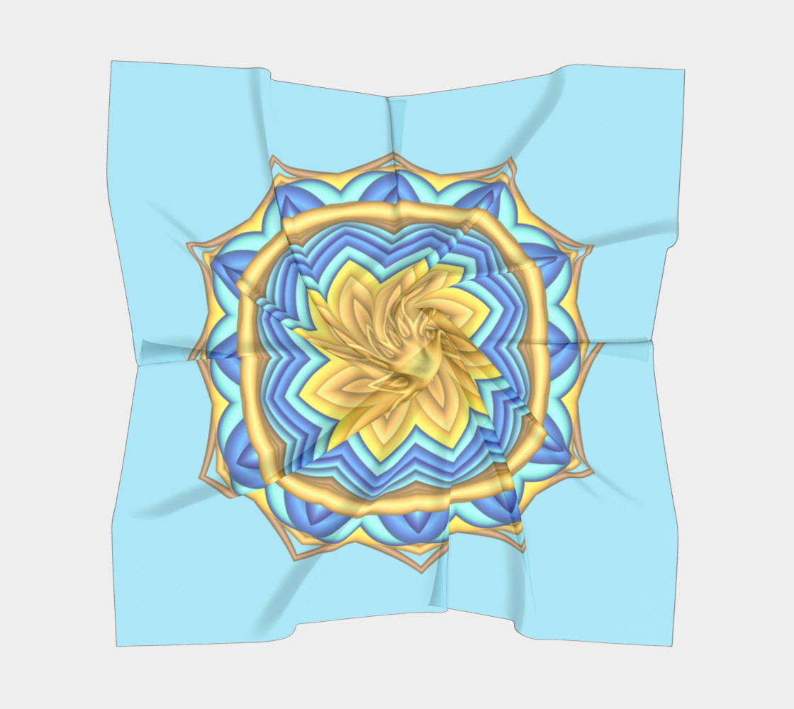 Yellow & Blue Geometric Flower Medallion Square Scarf preview #5