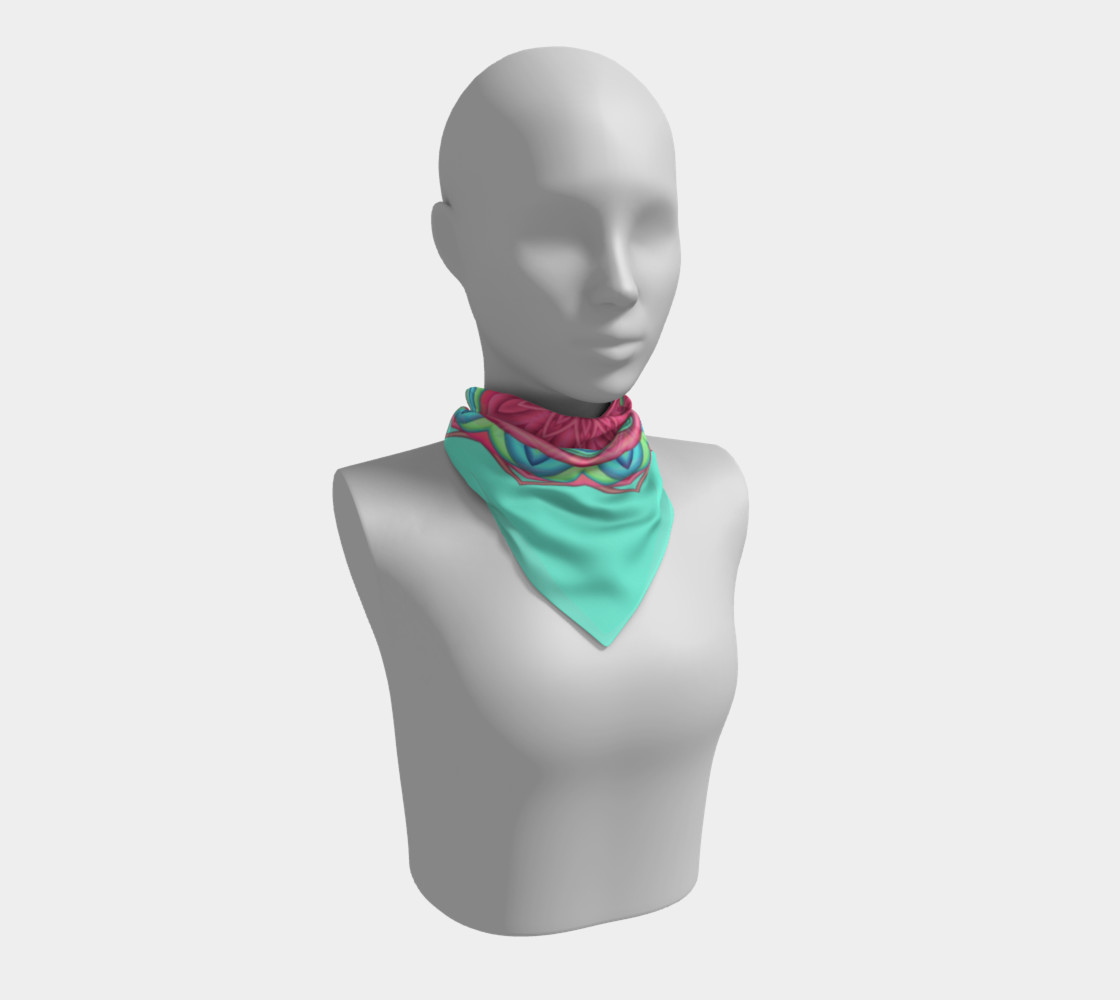 Aperçu de Pink & Turquoise Geometric Flower Medallion Big Scarf #1