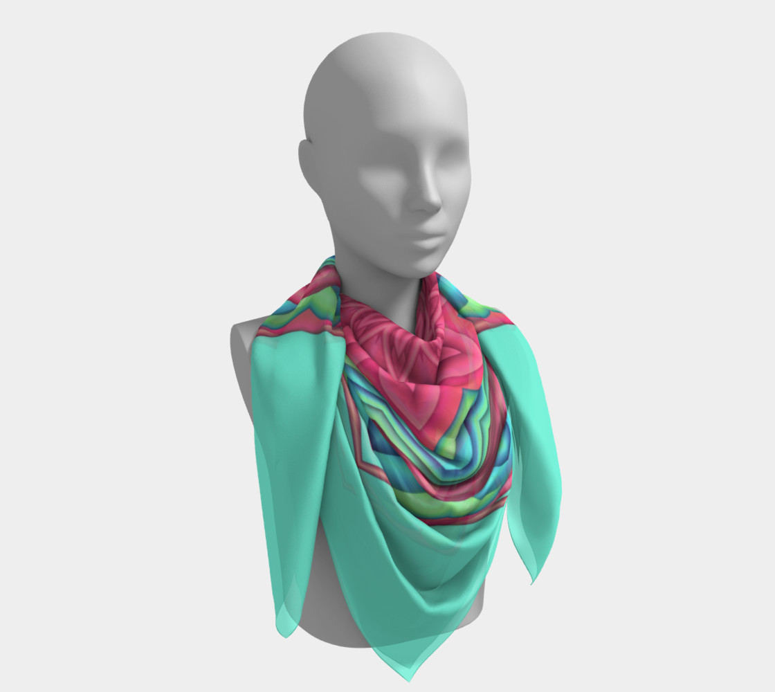 Pink & Turquoise Geometric Flower Medallion Square Scarf preview #4