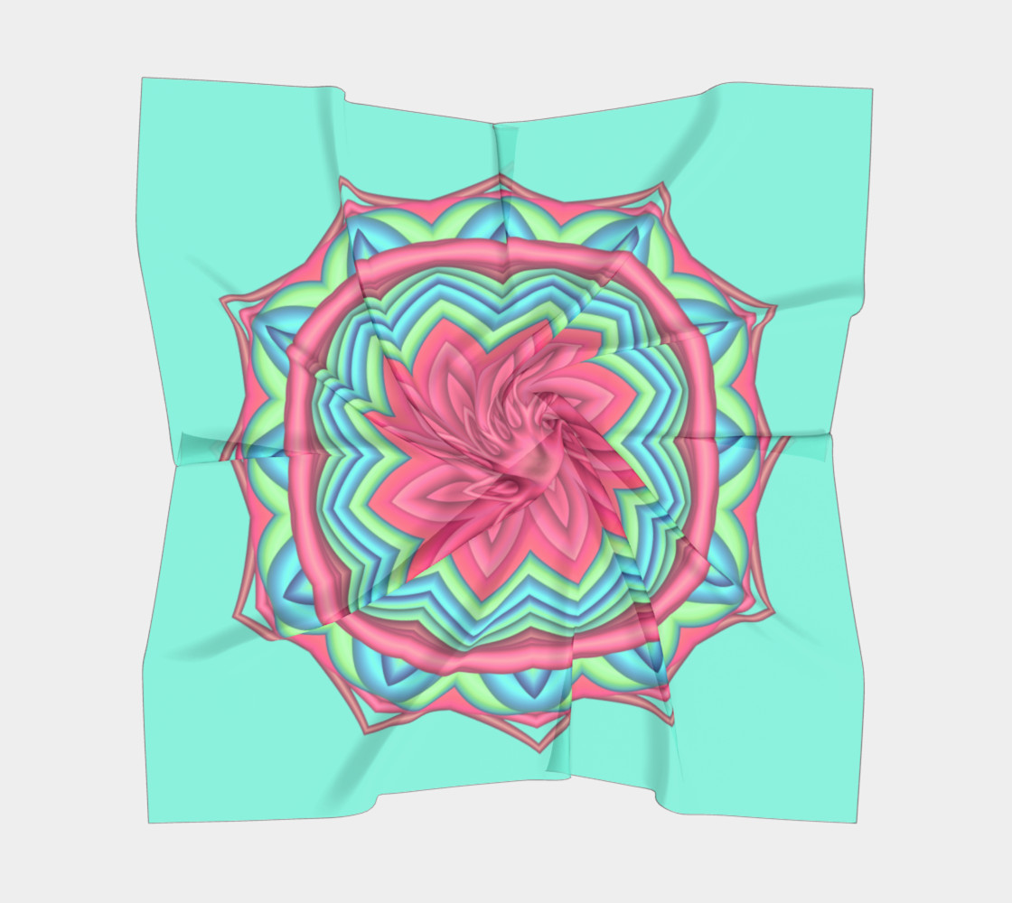 Pink & Turquoise Geometric Flower Medallion Square Scarf preview #5