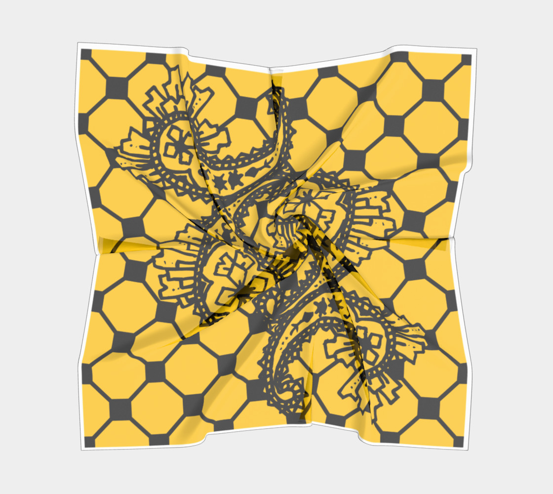 Yellow Grid Paisley Pattern Minton Black Yellow Tile Pattern Paisley Henna Art preview #5