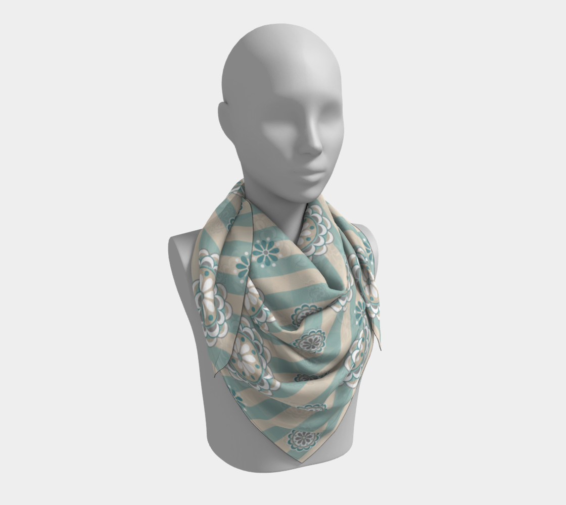 Mod Flowers in Sea Foam and Beige preview #3