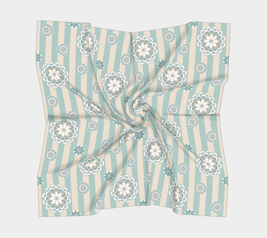 Mod Flowers in Sea Foam and Beige preview #5