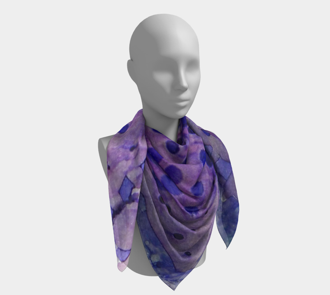 Purple Grid Ink #2 Square Scarf preview #4