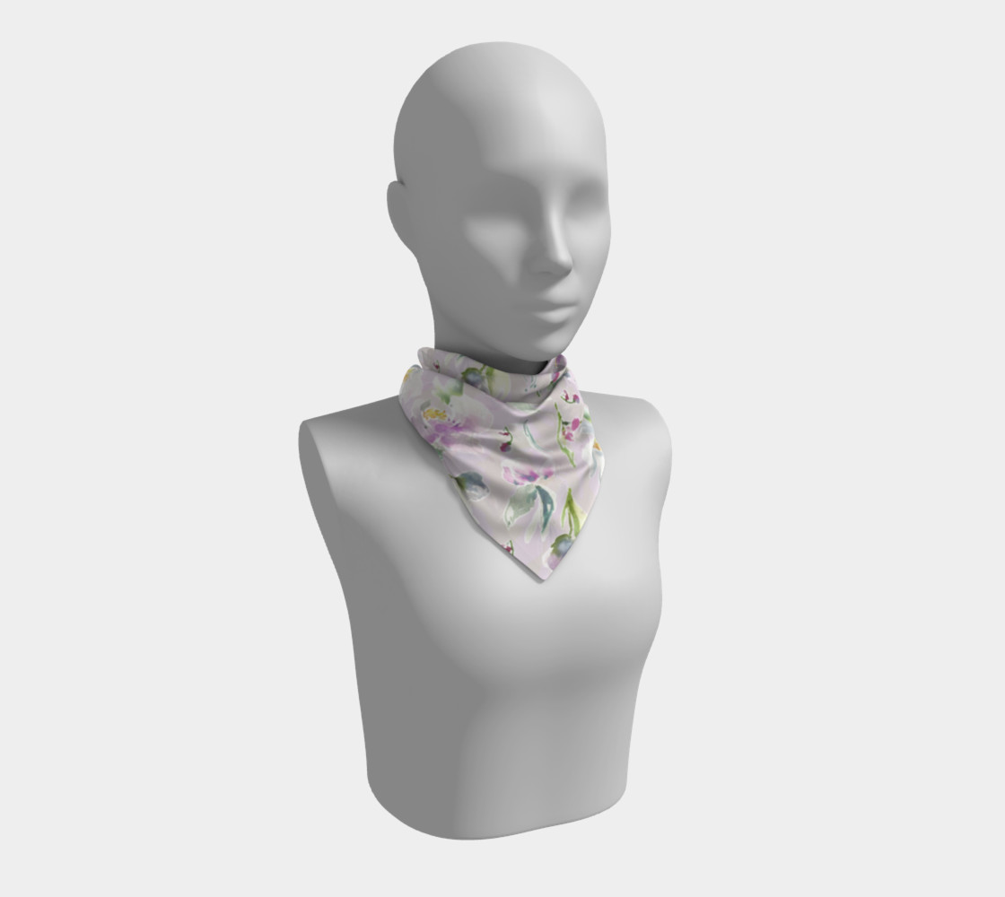 Pastel Floral Square Scarf in Purple and Gray preview #1