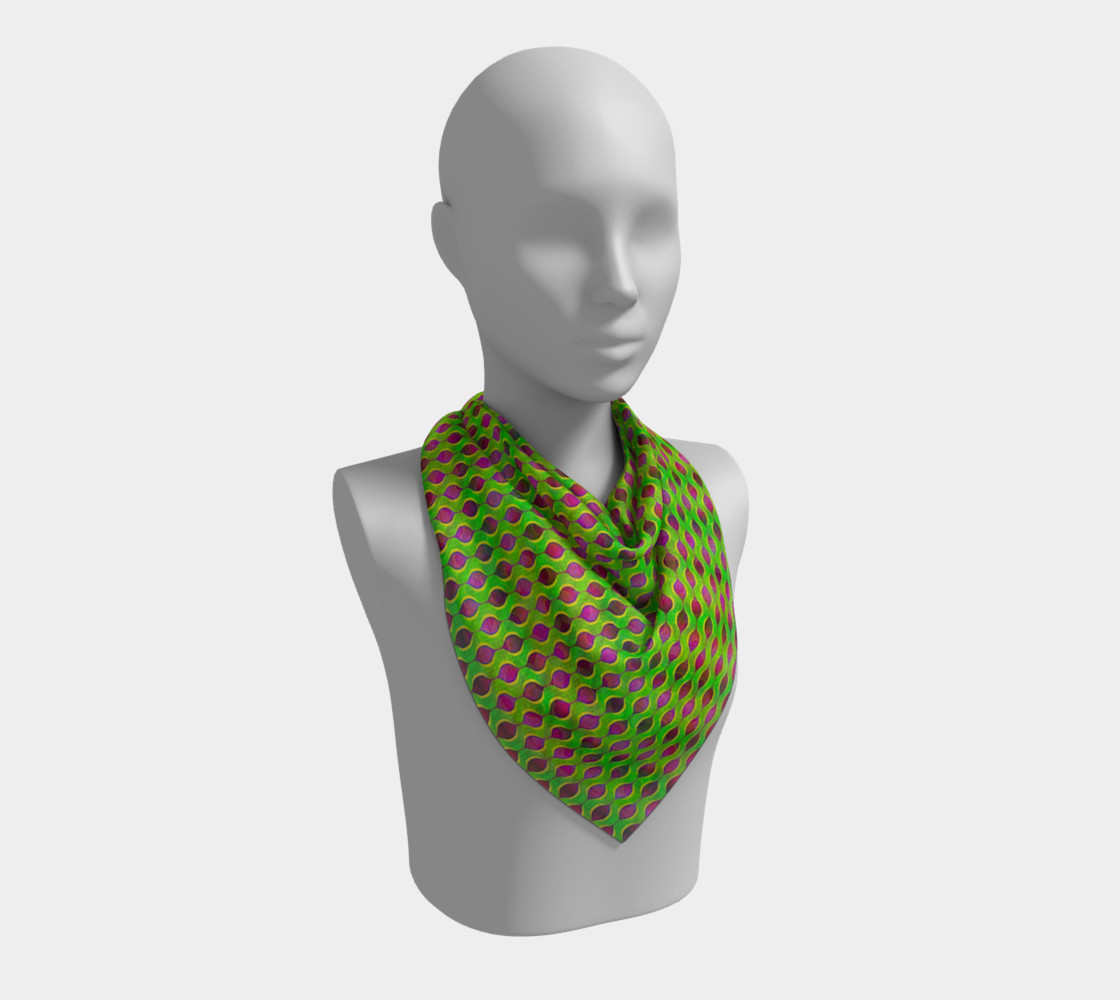 Aperçu de Fun Bright Green Purple Ogee Pattern Square Scarf #2