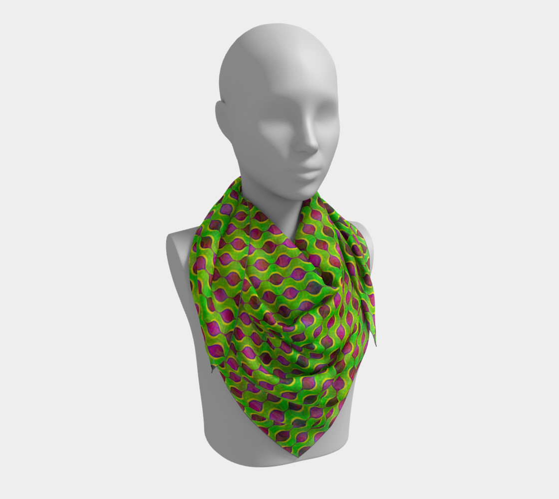 Aperçu de Fun Bright Green Purple Ogee Pattern Square Scarf #3