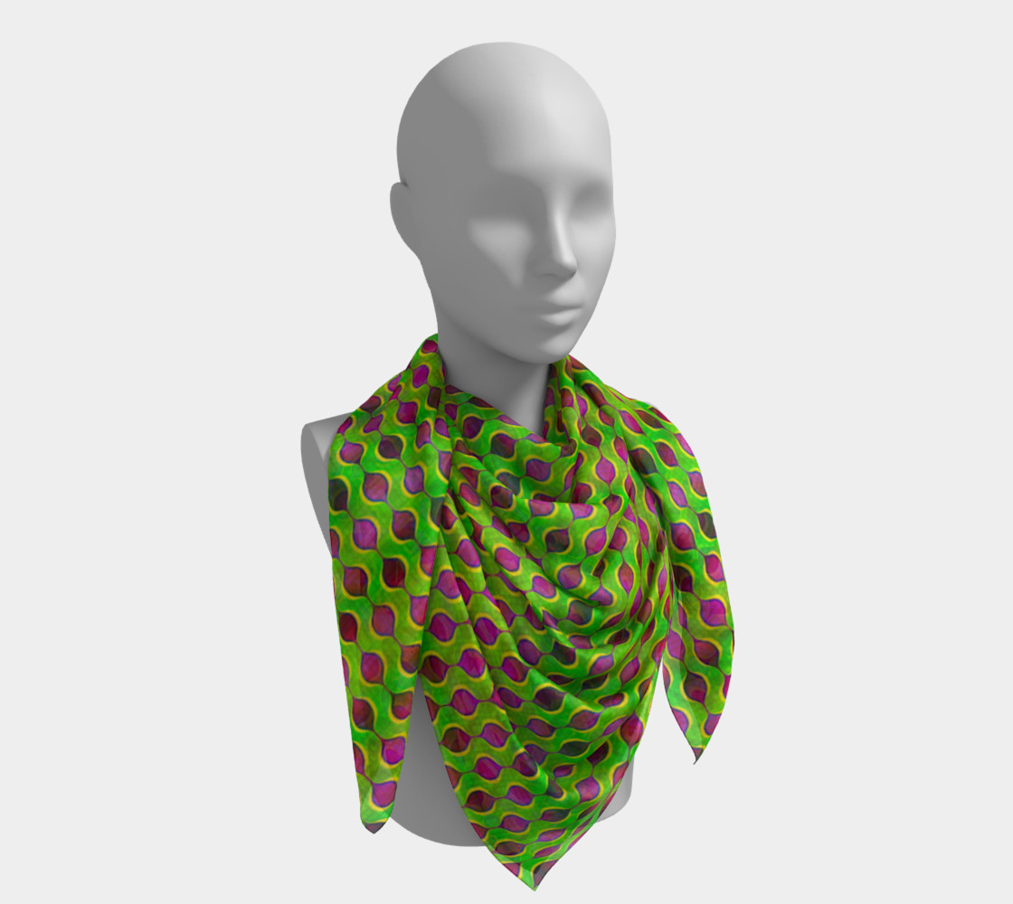 Aperçu de Fun Bright Green Purple Ogee Pattern Square Scarf #4