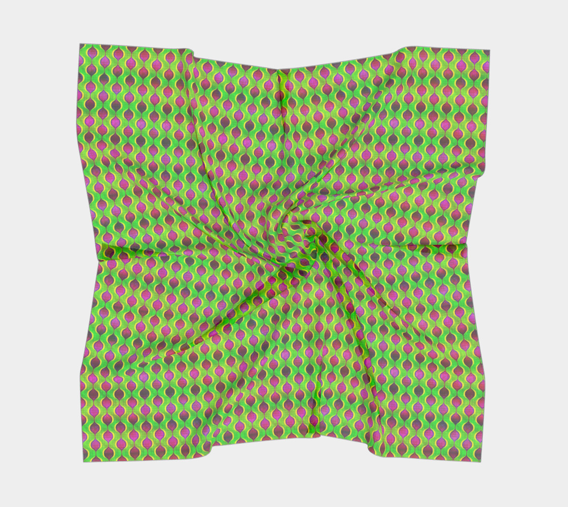 Aperçu de Fun Bright Green Purple Ogee Pattern Square Scarf #5