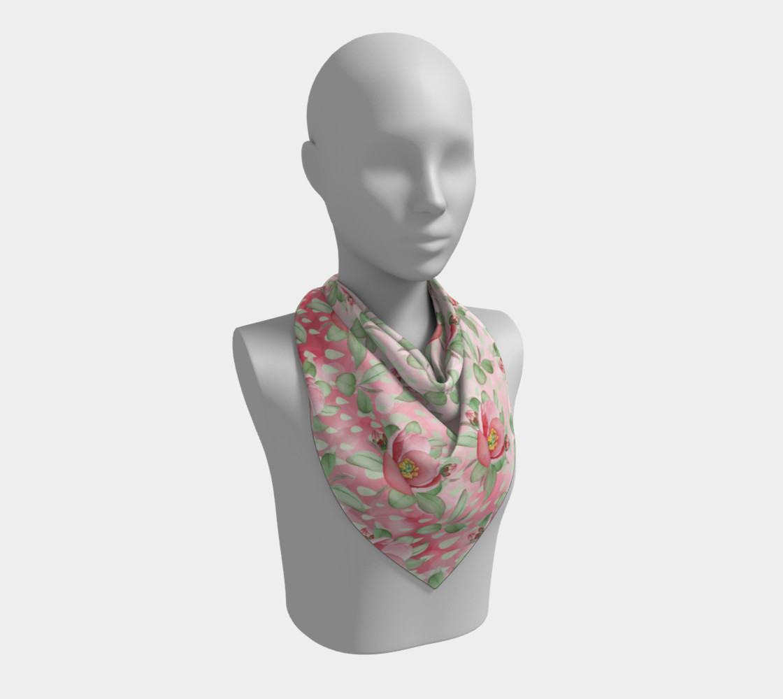 Aperçu de Bold Red Green Wild Rose Floral Square Scarf #2