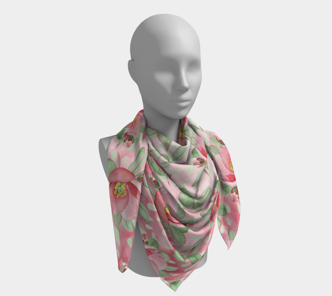 Aperçu de Bold Red Green Wild Rose Floral Square Scarf #4