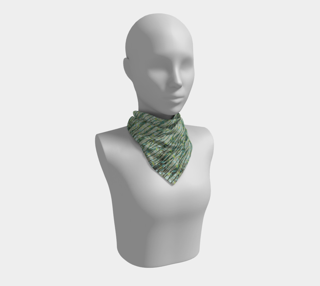 Aperçu de Blue Green Black Nature Floral Square Scarf #1