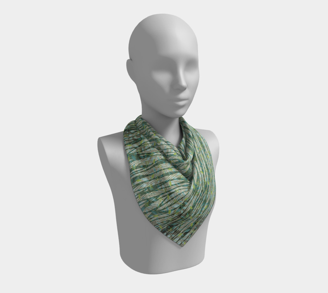 Aperçu de Blue Green Black Nature Floral Square Scarf #2