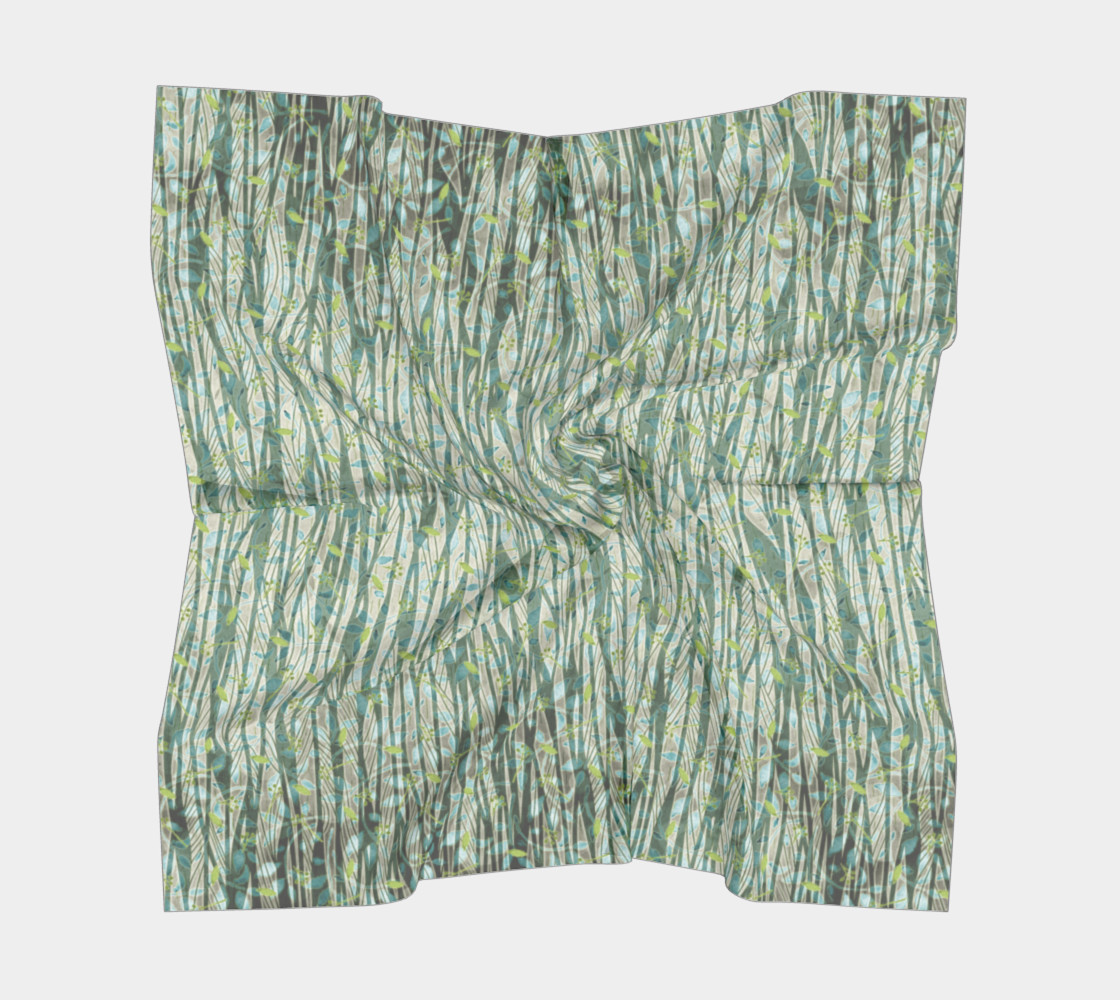 Aperçu de Blue Green Black Nature Floral Square Scarf #5